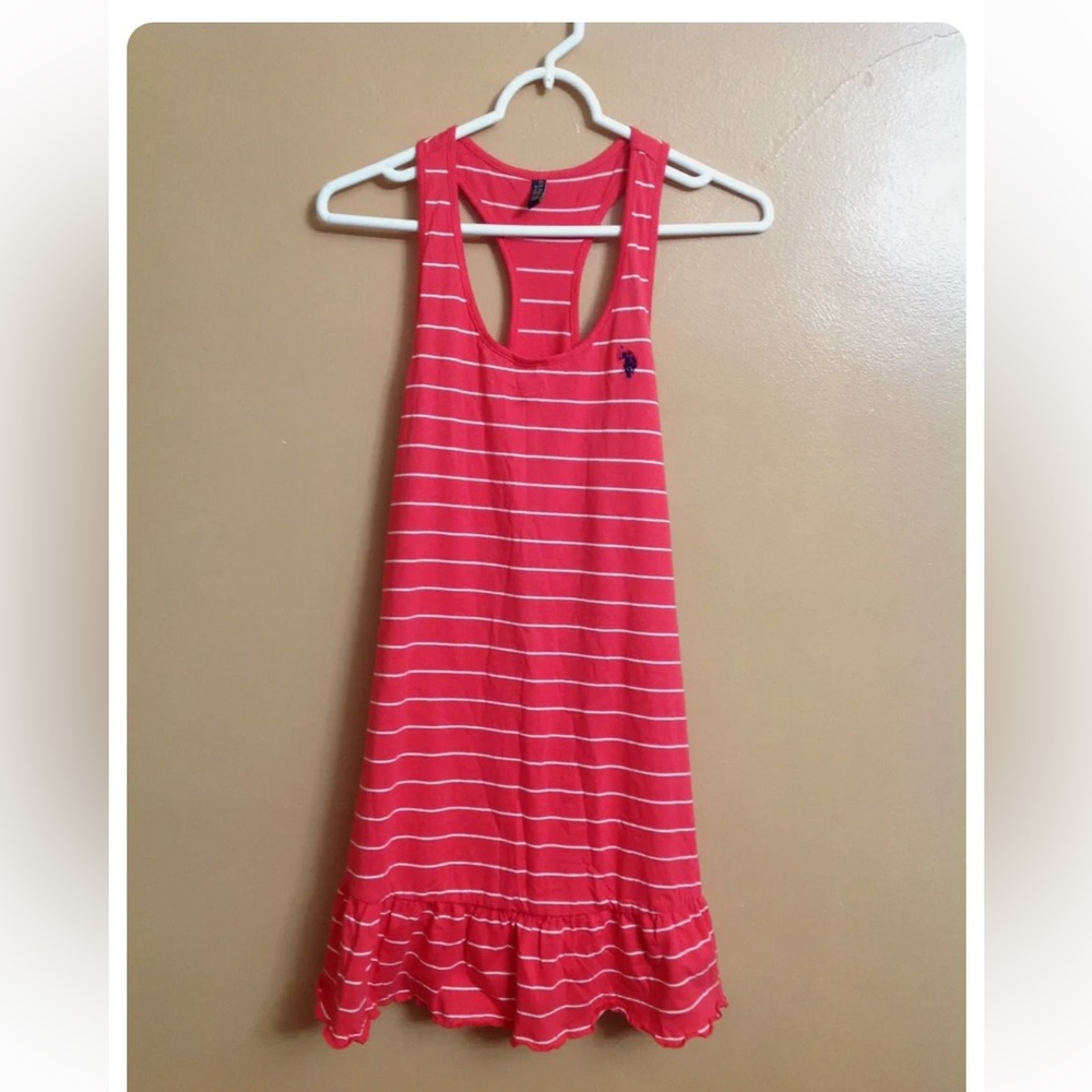 Pink U.S. Polo Assn Dress Cover Up Beach Golf Ruffled T-Back